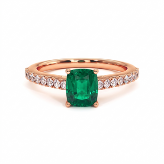 Vendôme-Ring, synthetischer Smaragd im Kissenschliff (synthetischer Stein), 18 Karat Roségold — Maison Laveran Paris