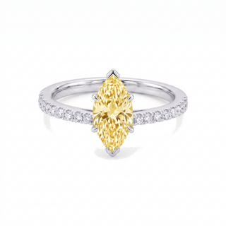 Vendôme-Ring im Marquiseschliff, gelber Labordiamant, 18 Karat Weißgold oder Platin 950 — Maison Laveran Paris