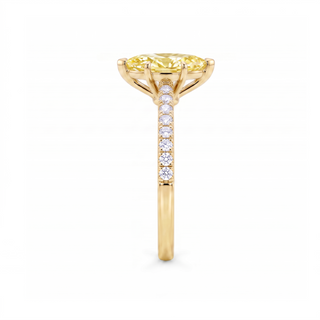 Vendôme-Ring im Marquiseschliff, gelber Labordiamant, Seitenansicht, 18 Karat Gelbgold — Maison Laveran Paris
