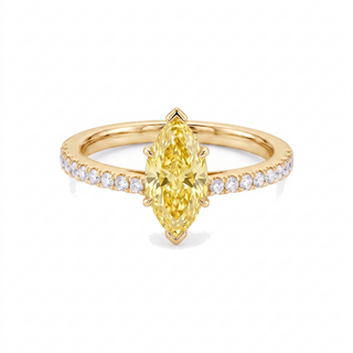 Vendôme-Ring im Marquiseschliff, gelber Labordiamant, 18 Karat Gelbgold — Maison Laveran Paris