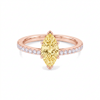 Vendôme-Ring im Marquiseschliff, gelber Labordiamant, 18 Karat Roségold — Maison Laveran Paris