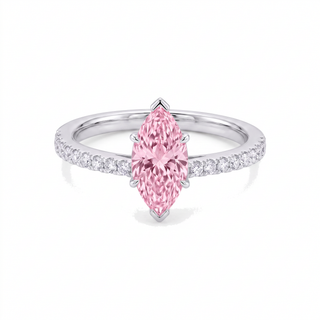 Vendôme-Ring im Marquiseschliff, rosafarbener Labordiamant, 18 Karat Weißgold oder Platin 950 — Maison Laveran Paris