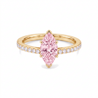 Vendôme-Ring im Marquiseschliff, rosafarbener Labordiamant, 18 Karat Gelbgold — Maison Laveran Paris