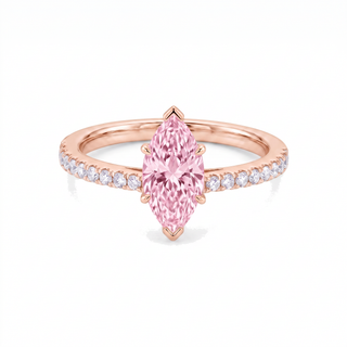 Vendôme-Ring im Marquiseschliff, rosafarbener Labordiamant, 18 Karat Roségold — Maison Laveran Paris