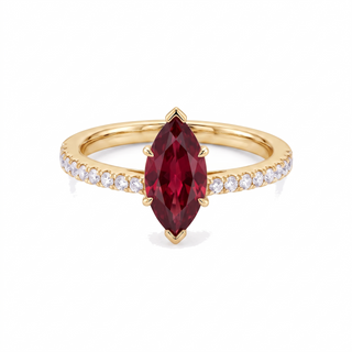 Vendôme Ring, marquise-cut synthetic ruby (lab-created stone), 18k yellow gold — Maison Laveran Paris