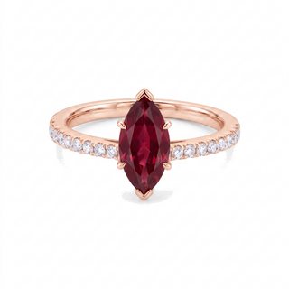 Vendôme Ring, marquise-cut synthetic ruby (lab-created stone), 18k rose gold — Maison Laveran Paris