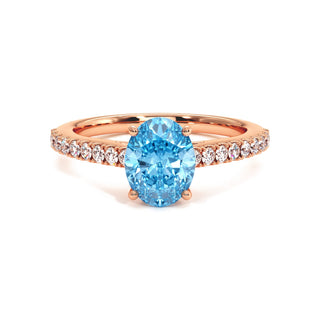 Bague Vendôme Ovale, diamant bleu de laboratoire, or rose 18 carats — Maison Laveran Paris