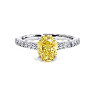 Bague Vendôme Ovale, diamant jaune de laboratoire, or blanc 18 carats ou platine 950 — Maison Laveran Paris