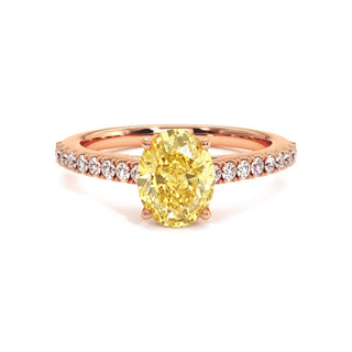 Bague Vendôme Ovale, diamant jaune de laboratoire, or rose 18 carats — Maison Laveran Paris