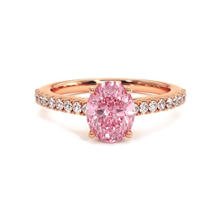 Bague Vendôme Ovale, diamant rose de laboratoire, or rose 18 carats — Maison Laveran Paris