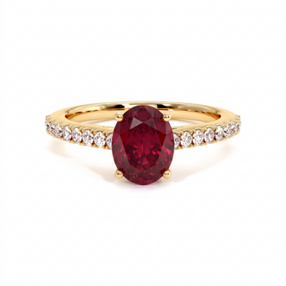 Vendôme Ring, oval synthetic ruby (lab-created stone), 18k yellow gold — Maison Laveran Paris