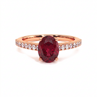 Vendôme Ring, oval synthetic ruby (lab-created stone), 18k rose gold — Maison Laveran Paris