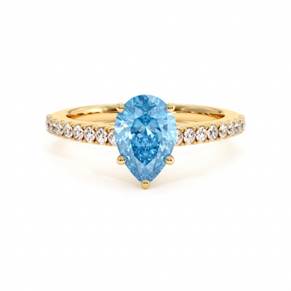 Bague Vendôme Poire, diamant bleu de laboratoire, or jaune 18 carats — Maison Laveran Paris