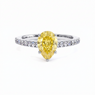Vendôme Pear Ring, yellow lab-grown diamond, 18k white gold or 950 platinum — Maison Laveran Paris