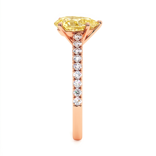 Vendôme Pear Ring, yellow lab-grown diamond, profile view, 18k rose gold — Maison Laveran Paris