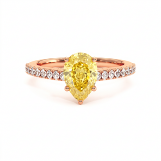 Vendôme Pear Ring, yellow lab-grown diamond, 18k rose gold — Maison Laveran Paris