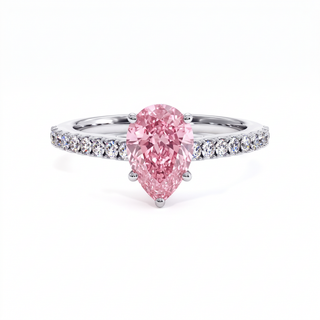 Vendôme Pear Ring, pink lab-grown diamond, 18k white gold or 950 platinum — Maison Laveran Paris