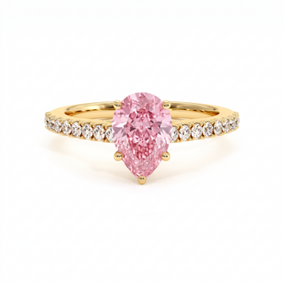 Vendôme Pear Ring, pink lab-grown diamond, 18k yellow gold — Maison Laveran Paris