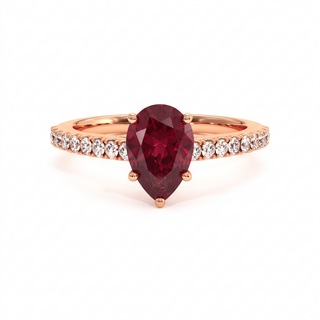 Bague Vendôme, rubis synthétique poire (pierre de synthèse), or rose 18 carats — Maison Laveran Paris