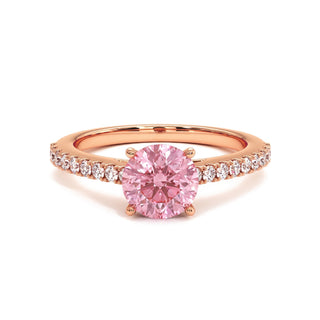 Bague Vendôme Rond, diamant rose de laboratoire, or rose 18 carats — Maison Laveran Paris