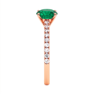 Vendôme Ring, round synthetic emerald (lab-created stone), profile view, 18k rose gold — Maison Laveran Paris