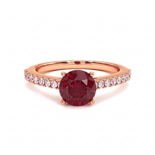 Vendôme-Ring, synthetischer Rubin im Rundschliff (synthetischer Stein), 18 Karat Roségold — Maison Laveran Paris