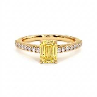 Vendôme-Ring im Smaragdschliff, gelber Labordiamant, 18 Karat Gelbgold — Maison Laveran Paris