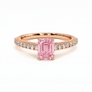 Bague Vendôme Taille Émeraude, diamant rose de laboratoire, or rose 18 carats — Maison Laveran Paris