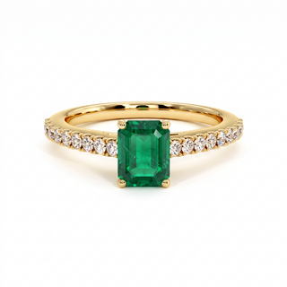 Vendôme-Ring, synthetischer Smaragd im Smaragdschliff (synthetischer Stein), 18 Karat Gelbgold — Maison Laveran Paris