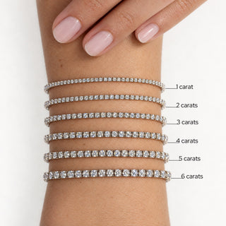 Rivière Bracelet diamond size comparison, from 1 to 6 carats, 18k white gold or 950 platinum — Maison Laveran Paris