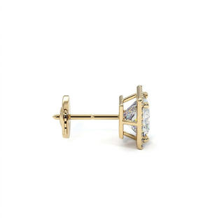 Boucles d'Oreilles Odéon Diamant Princesse, halo de diamants de laboratoire, or jaune 18 carats — Maison Laveran Paris