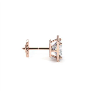Boucles d'Oreilles Odéon Diamant Princesse, halo de diamants de laboratoire, or rose 18 carats — Maison Laveran Paris