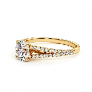 Bague Marais, diamant de laboratoire sur jonc double pavé, or jaune 18 carats — Maison Laveran Paris