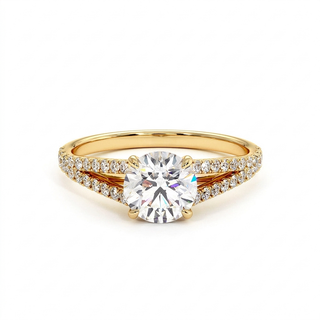 Bague Marais, diamant de laboratoire sur jonc double pavé, or jaune 18 carats — Maison Laveran Paris