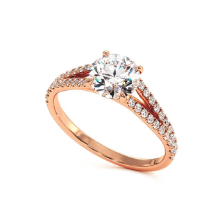 Bague Marais, diamant de laboratoire sur jonc double pavé, or rose 18 carats — Maison Laveran Paris