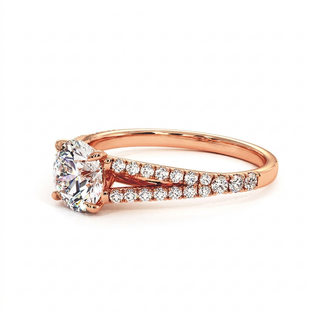 Bague Marais, diamant de laboratoire sur jonc double pavé, or rose 18 carats — Maison Laveran Paris