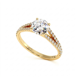 Bague Marais, diamant de laboratoire sur jonc double pavé, or jaune 18 carats — Maison Laveran Paris