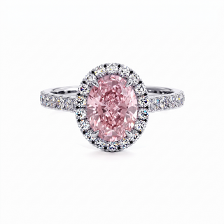 Bague Odéon Ovale, diamant rose de laboratoire, or blanc 18 carats ou platine 950 — Maison Laveran Paris