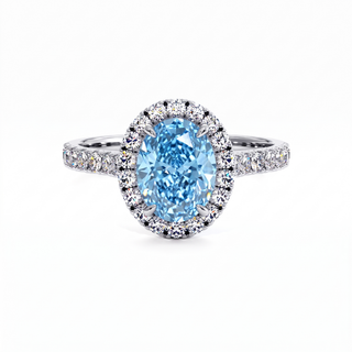 Bague Odéon Ovale, diamant bleu de laboratoire, or blanc 18 carats ou platine 950 — Maison Laveran Paris