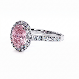 Bague Odéon Ovale, diamant rose de laboratoire, or blanc 18 carats ou platine 950 — Maison Laveran Paris