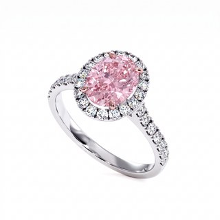Bague Odéon Ovale, diamant rose de laboratoire, or blanc 18 carats ou platine 950 — Maison Laveran Paris