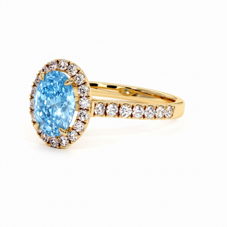 Bague Odéon Ovale, diamant bleu de laboratoire, or jaune 18 carats — Maison Laveran Paris