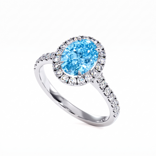 Bague Odéon Ovale, diamant bleu de laboratoire, or blanc 18 carats ou platine 950 — Maison Laveran Paris