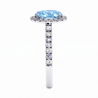 Bague Odéon Ovale, diamant bleu de laboratoire, or blanc 18 carats ou platine 950 — Maison Laveran Paris
