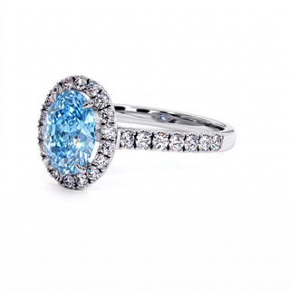 Bague Odéon Ovale, diamant bleu de laboratoire, or blanc 18 carats ou platine 950 — Maison Laveran Paris