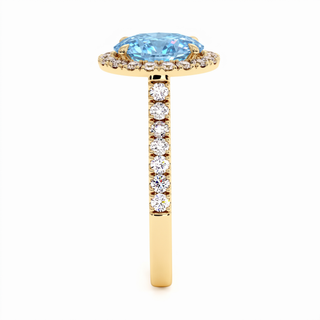 Bague Odéon Ovale, diamant bleu de laboratoire, or jaune 18 carats — Maison Laveran Paris