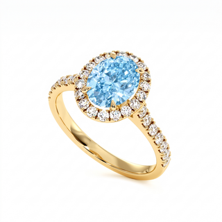 Bague Odéon Ovale, diamant bleu de laboratoire, or jaune 18 carats — Maison Laveran Paris