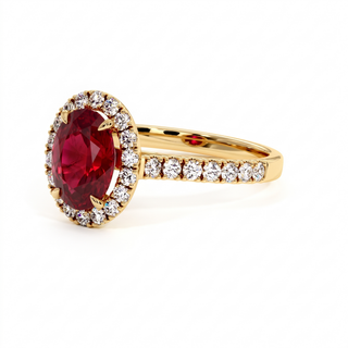 Bague Odéon Ovale, rubis synthétique (pierre de synthèse), or jaune 18 carats — Maison Laveran Paris
