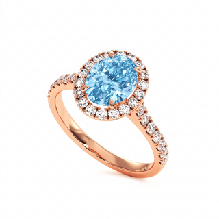 Bague Odéon Ovale, diamant bleu de laboratoire, or rose 18 carats — Maison Laveran Paris