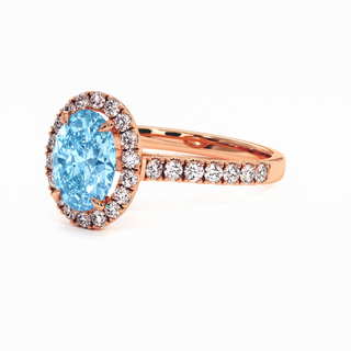 Bague Odéon Ovale, diamant bleu de laboratoire, or rose 18 carats — Maison Laveran Paris